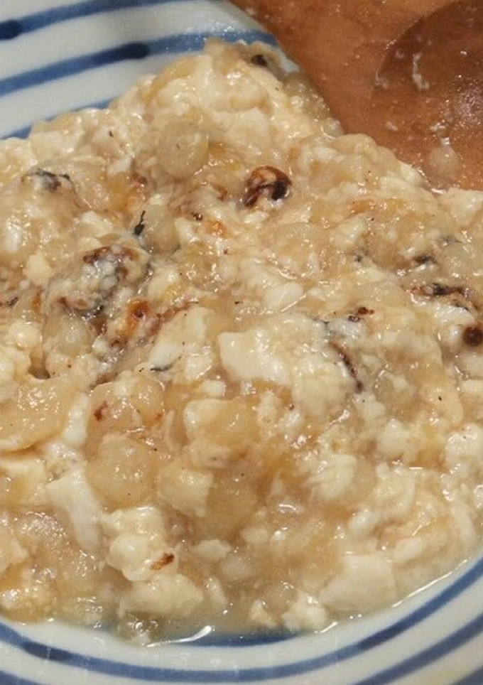 超簡単！おぼろ豆腐と揚げ玉のめんつゆ煮-レシピのメイン写真