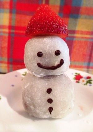 クリスマスに♡雪だるまのイチゴ大福-レシピのメイン写真