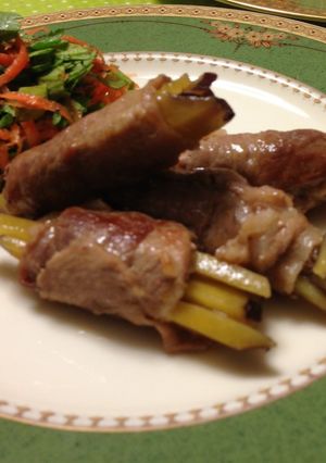 さつまいものぐるぐる肉巻き(@_@)-レシピのメイン写真
