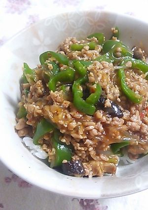 豚ひき肉とピーマンと春雨のとろみ丼-レシピのメイン写真