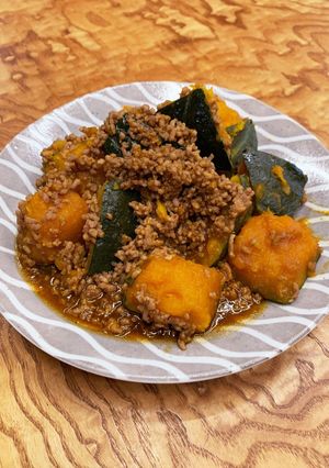 カボチャと挽き肉の煮物-レシピのメイン写真