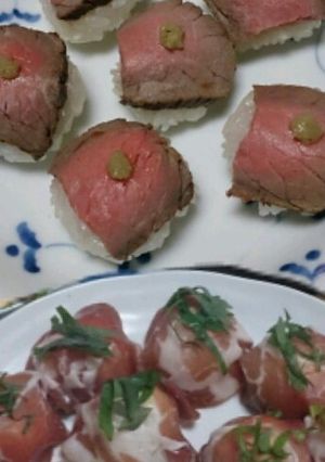 ローストビーフと生ハムの手まり寿司-レシピのメイン写真