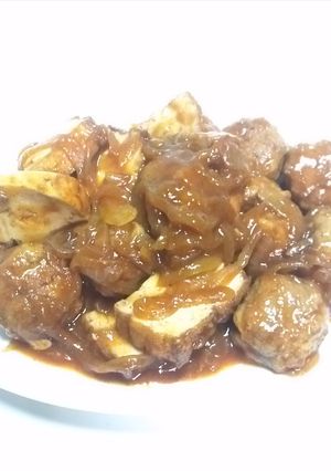 節約!もやし入り肉団子と厚揚げの煮物★-レシピのメイン写真