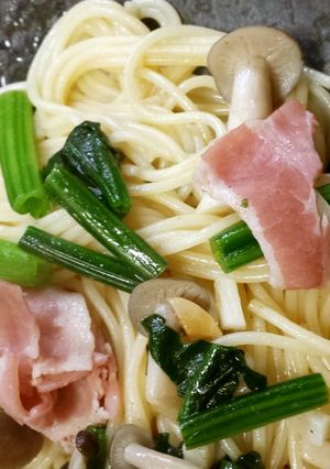 ベーコンときのことほうれん草のパスタ。-レシピのメイン写真