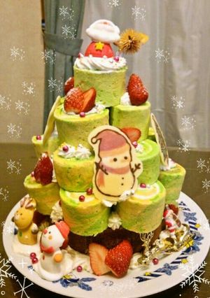 ロールケーキタワーでツリーケーキ☆-レシピのメイン写真