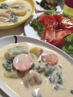 かつお菜のチキンクリーム煮♡-レシピのメイン写真