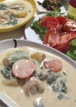 かつお菜のチキンクリーム煮♡-レシピのメイン写真