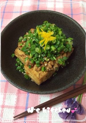 柚子薫る♪生揚げと納豆の簡単おつまみ♡-レシピのメイン写真