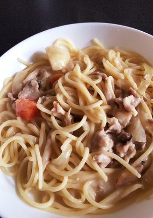 シチューの残りでクリームパスタ-レシピのメイン写真