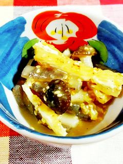 蒟蒻・しめじと炙りうす揚げの酢味噌あえ♪-レシピのメイン写真