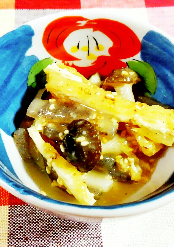 蒟蒻・しめじと炙りうす揚げの酢味噌あえ♪-レシピのメイン写真