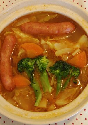 ケチャップでできる！ミネストローネ一人鍋-レシピのメイン写真