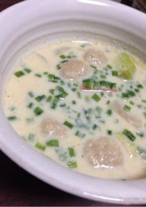 ちんげん菜と肉だんごの豆乳ミソスープ-レシピのメイン写真