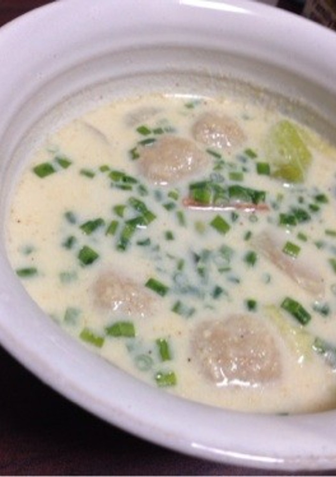 ちんげん菜と肉だんごの豆乳ミソスープ-レシピのメイン写真