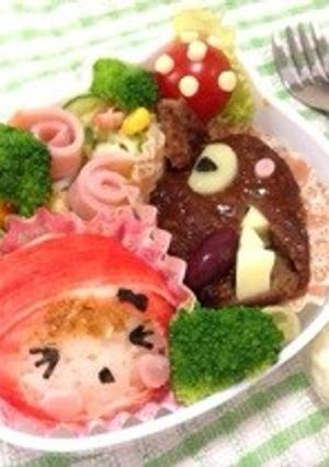 赤ずきんとオオカミのかわいいデコ弁☆-レシピのメイン写真
