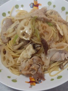 ☆蓮根と豚肉ときのこの和風スパゲッティ☆-レシピのメイン写真