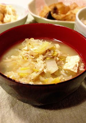 余ったお肉であったか白菜豆腐汁-レシピのメイン写真