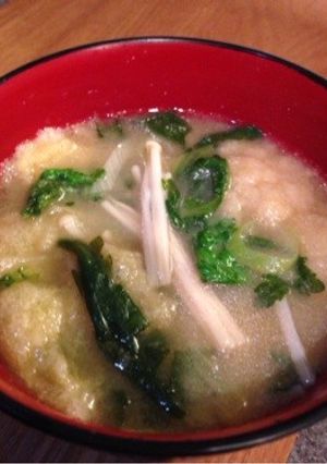 春菊・えのき・松山あげのお味噌汁-レシピのメイン写真