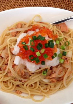 いくらと鮭の和風親子パスタ-レシピのメイン写真