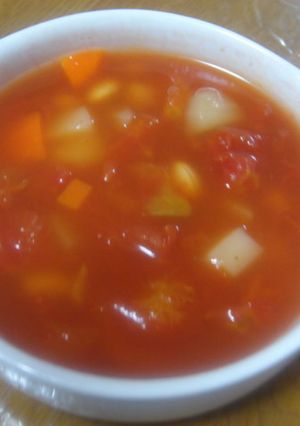 トマト風味の大豆と野菜のスープ-レシピのメイン写真