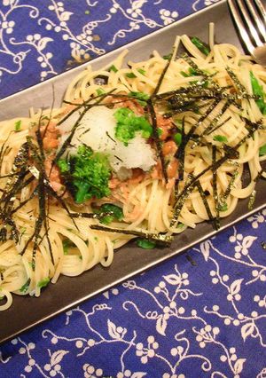ほろにが春味・ツナ納豆の和風パスタ-レシピのメイン写真