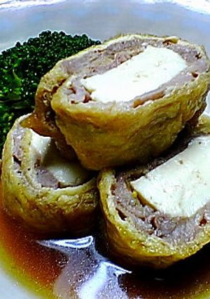 豚肉と油あげｄｅ豆腐まきまき～♪-レシピのメイン写真