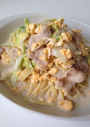ザクザク白菜のミルクスープパスタ♡-レシピのメイン写真