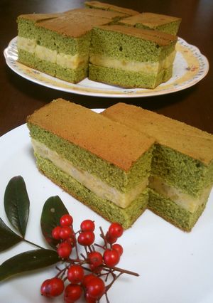 抹茶のカステラ♪シベリア風♡-レシピのメイン写真