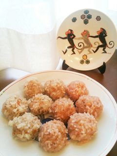 お正月に!華やか☆紅白もち米肉団子-レシピのメイン写真