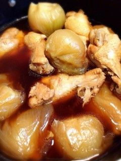 (^q^)手羽元と玉ねぎの煮物-レシピのメイン写真