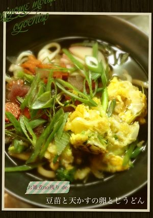 ✴︎豆苗と葱＆天かすの卵とじうどん✴︎-レシピのメイン写真