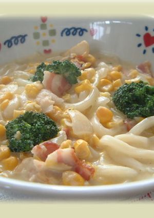 **コーンクリームうどん**-レシピのメイン写真
