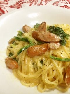 ウィンナーとほうれん草のカルボナーラ-レシピのメイン写真