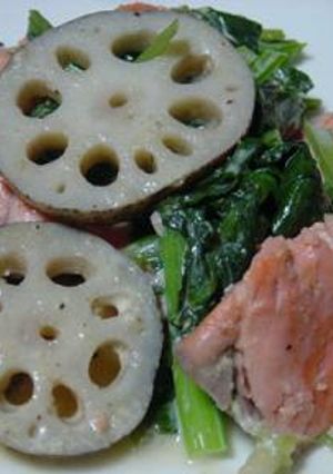 鮭とレンコンのごまマヨネーズ炒め-レシピのメイン写真