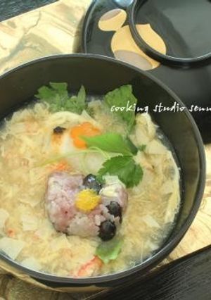 お雑煮風 黒豆ご飯の蟹あんかけ-レシピのメイン写真