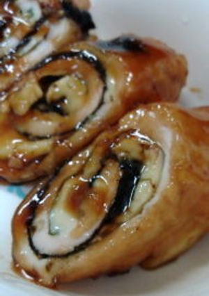 ササミの海苔シソ梅チーズロール照り焼き-レシピのメイン写真