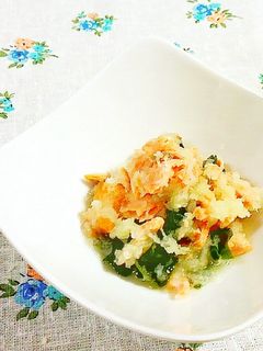 焼きほぐし鮭とわかめのみぞれあえ♪-レシピのメイン写真