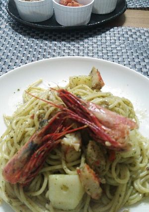 おせちの海老 de ジェノベーゼパスタ-レシピのメイン写真