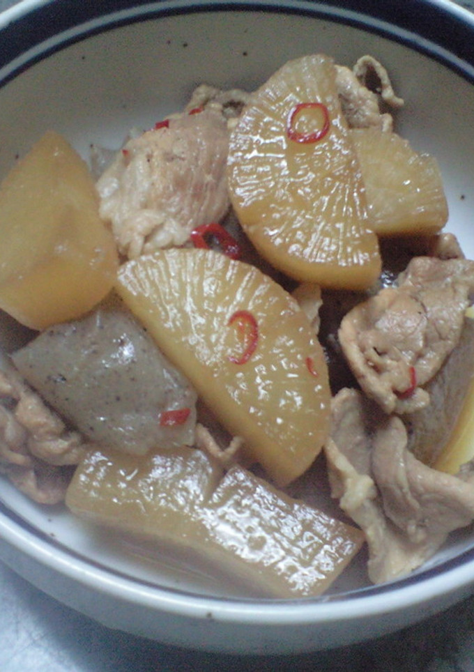 大根、蒟蒻、豚肉の煮物。-レシピのメイン写真