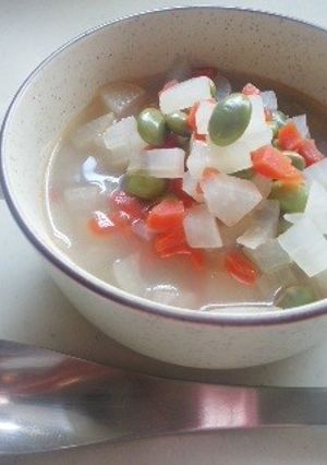 １０分で簡単☆根菜と枝豆の優しいスープ☆-レシピのメイン写真