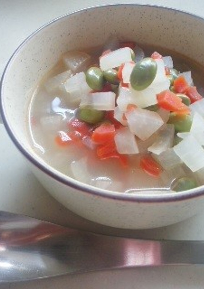 １０分で簡単☆根菜と枝豆の優しいスープ☆-レシピのメイン写真