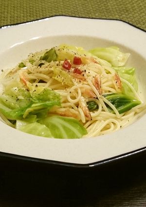 桜えびとキャベツのペペロンチーノ。-レシピのメイン写真