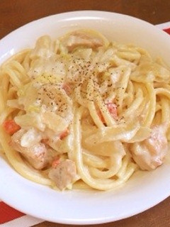 クリーム煮リメイク☆チキンクリームパスタ-レシピのメイン写真