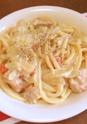 クリーム煮リメイク☆チキンクリームパスタ-レシピのメイン写真