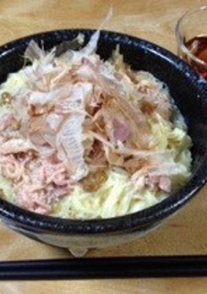 【男のジャンク飯】納豆ツナ釜玉そーめん-レシピのメイン写真