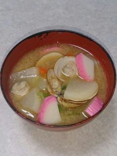 蛤入りお雑煮 合わせ味噌味-レシピのメイン写真