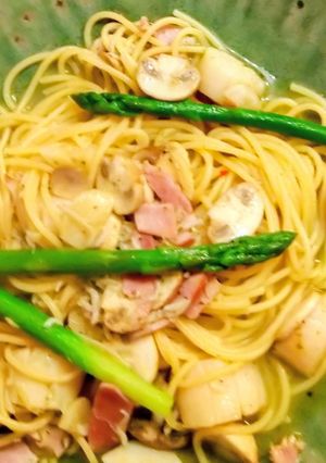 グリーンアスパラとホタテのパスタ-レシピのメイン写真