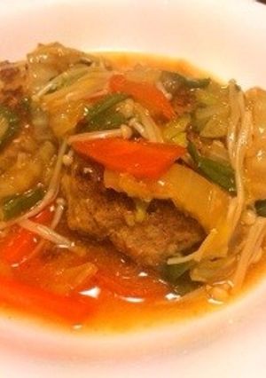 簡単！温まる、野菜あんかけハンバーグ-レシピのメイン写真