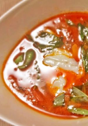残りカレーで作る、温玉のせスープカレー♪-レシピのメイン写真