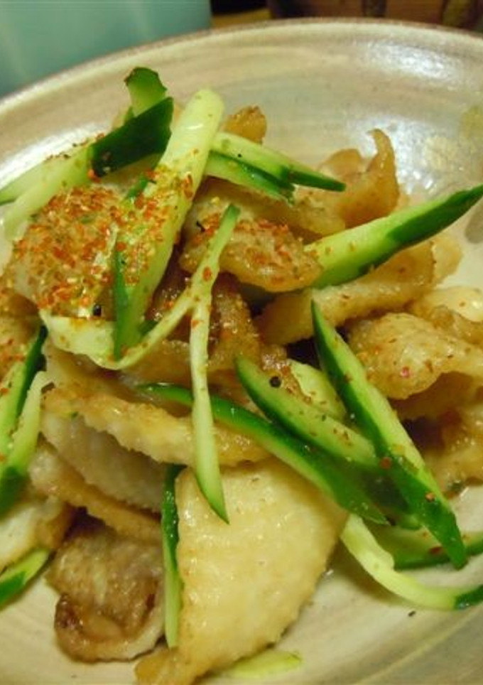 鶏皮せんべいと胡瓜の甘酢和え♪-レシピのメイン写真
